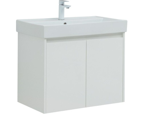 Тумба под раковину Aquanet Nova Lite 75 298850 подвесная Белая глянцевая