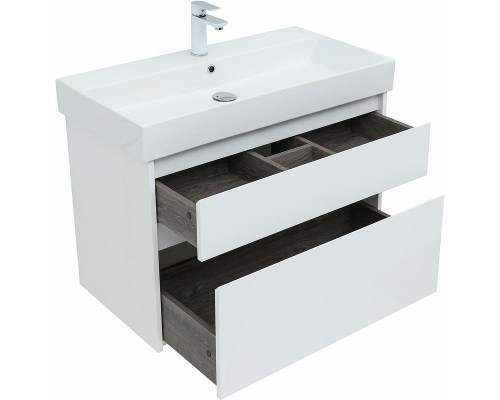 Тумба под раковину Aquanet Nova Lite 85 249936 подвесная Белый глянец