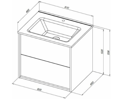 Тумба под раковину Aquanet Lino 60 Flat 287541 подвесная Дуб Веллингтон