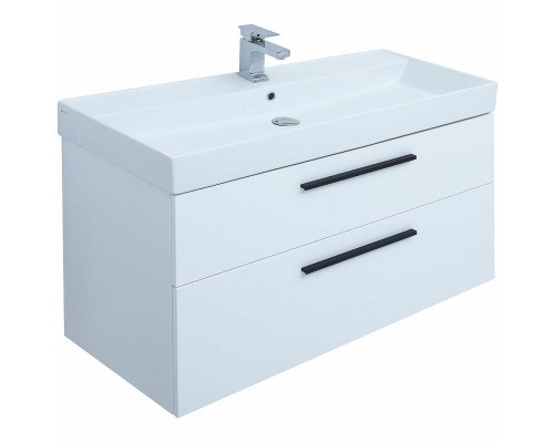 Тумба под раковину Aquanet Nova 100 249922 подвесная Белая глянцевая