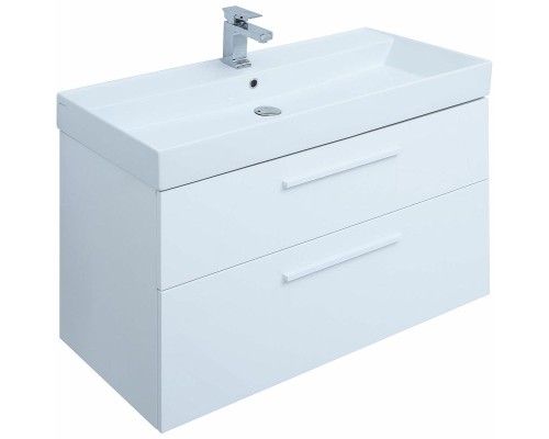 Тумба под раковину Aquanet Nova 100 249922 подвесная Белая глянцевая