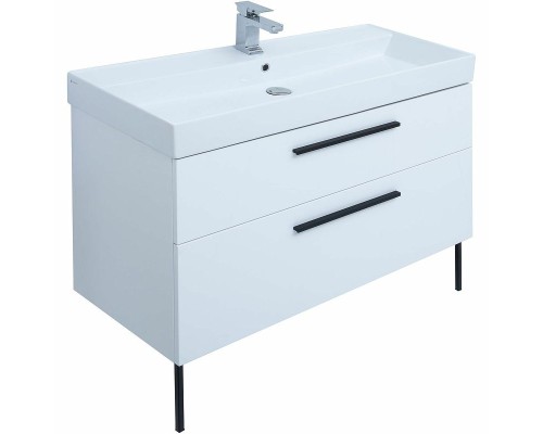 Тумба под раковину Aquanet Nova 100 249922 подвесная Белая глянцевая