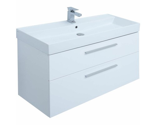 Тумба под раковину Aquanet Nova 100 249922 подвесная Белая глянцевая