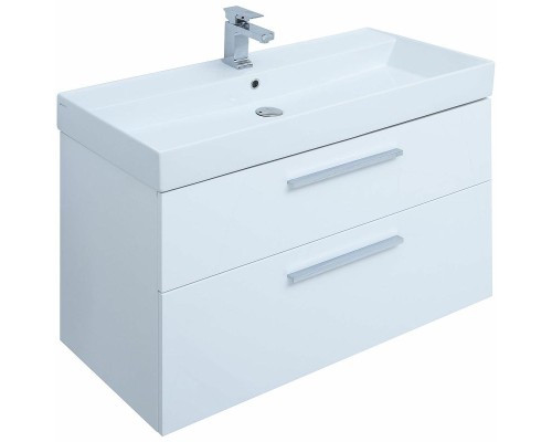 Тумба под раковину Aquanet Nova 100 249922 подвесная Белая глянцевая