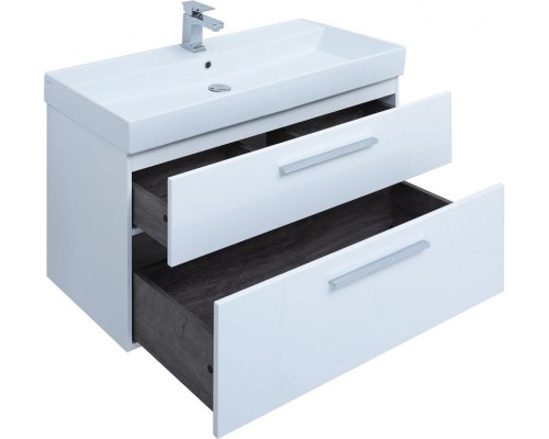 Тумба под раковину Aquanet Nova 100 249922 подвесная Белая глянцевая