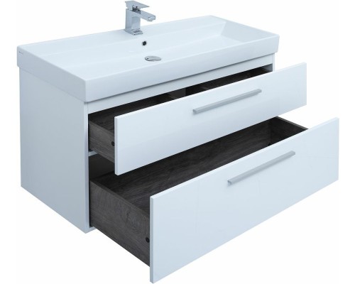 Тумба под раковину Aquanet Nova 100 249922 подвесная Белая глянцевая