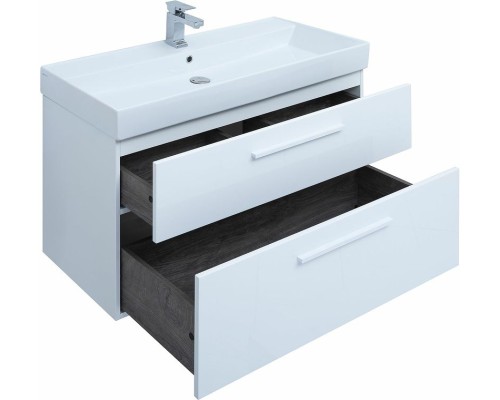 Тумба под раковину Aquanet Nova 100 249922 подвесная Белая глянцевая