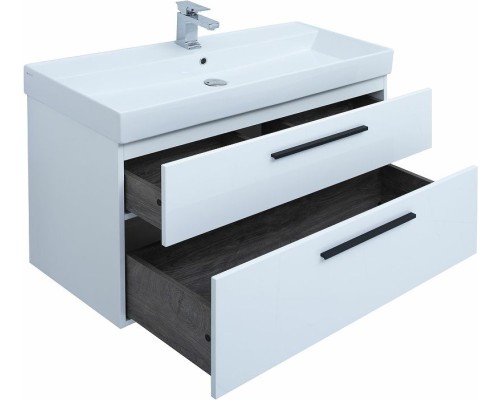 Тумба под раковину Aquanet Nova 100 249922 подвесная Белая глянцевая