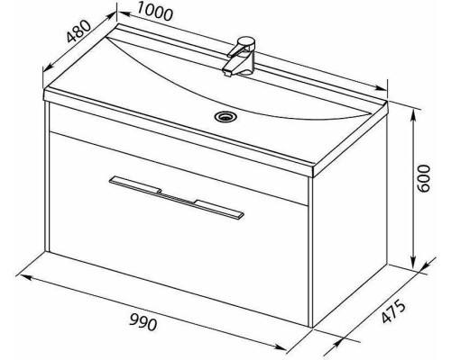Тумба с раковиной Aquanet Августа 100 287687 подвесная Белая