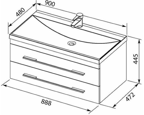 Тумба с раковиной Aquanet Нота 90 287708 подвесная Белая