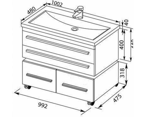 Тумба с раковиной Aquanet Нота 100 287703 подвесная Белая