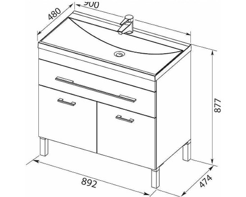 Тумба с раковиной Aquanet Верона 90 287673 Белая