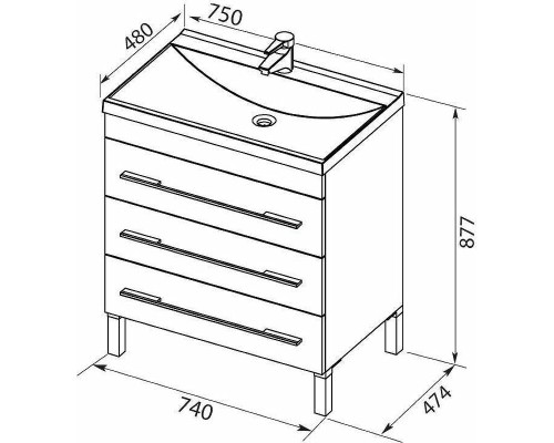 Тумба с раковиной Aquanet Верона 75 287671 Белая