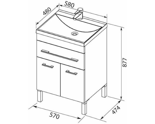 Тумба с раковиной Aquanet Верона 58 287667 Белая