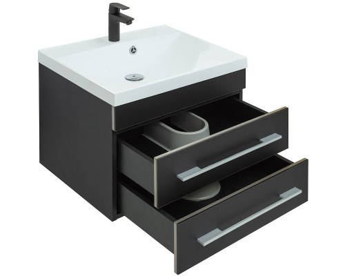Тумба с раковиной Aquanet Верона 58 287644 подвесная Черная матовая