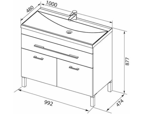 Тумба с раковиной Aquanet Верона 100 287662 Белая