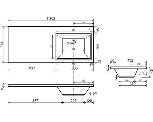 Тумба с раковиной Aquanet Токио 130 R 239218 подвесная Белая