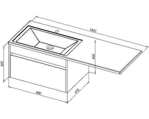Тумба с раковиной Aquanet Токио 130 R 239218 подвесная Белая