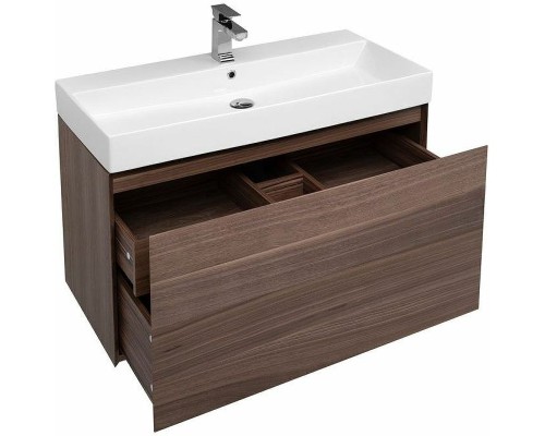 Тумба с раковиной Aquanet Нью-Йорк 100 213937 подвесная Орех