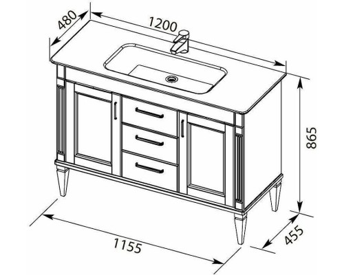 Тумба с раковиной Aquanet Селена 120 233696 Белая Патина серебро