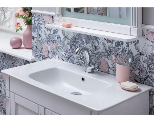 Тумба с раковиной Aquanet Селена 105 233695 Белая Патина серебро