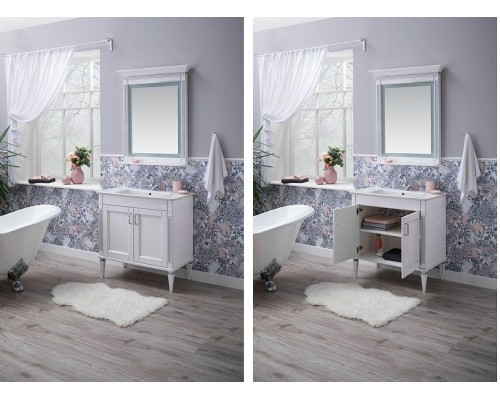 Тумба с раковиной Aquanet Селена 105 233695 Белая Патина серебро