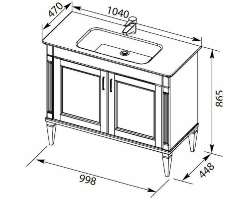 Тумба с раковиной Aquanet Селена 105 233695 Белая Патина серебро