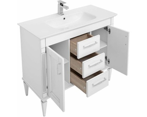 Тумба с раковиной Aquanet Селена 105 233694 Белая Патина серебро