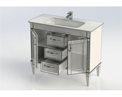 Тумба с раковиной Aquanet Селена 105 233694 Белая Патина серебро