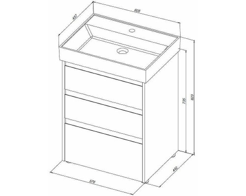 Тумба под раковину Aquanet Nova Lite 60 302469 Белый глянец