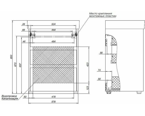 Тумба под раковину Aquanet Nova Lite 60 302469 Белый глянец