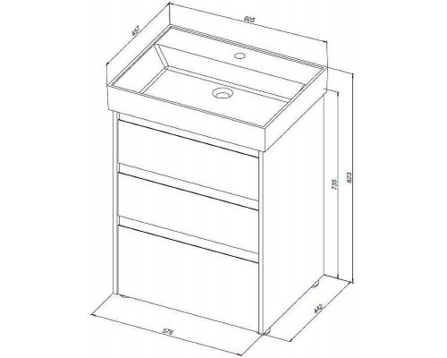 Тумба под раковину Aquanet Nova Lite 60 302471 Дуб рустикальный