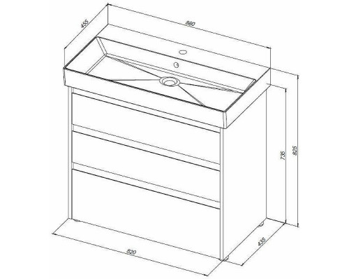 Тумба под раковину Aquanet Nova Lite 85 302475 Белый глянец