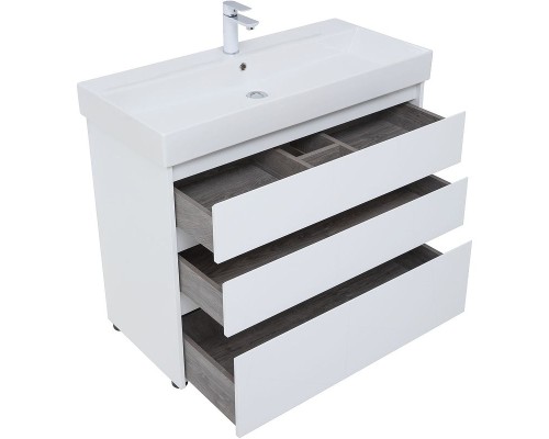 Тумба под раковину Aquanet Nova Lite 100 302478 Белый глянец