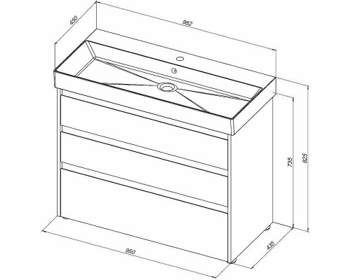 Тумба под раковину Aquanet Nova Lite 100 302478 Белый глянец