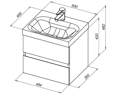 Тумба под раковину Aquanet Беркли 50 302347 подвесная Белый глянец