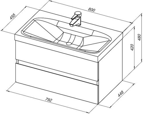 Тумба под раковину Aquanet Беркли 80 302351 подвесная Белый глянец
