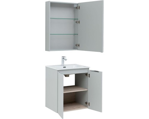 Тумба под раковину Aquanet Алвита New 60 277524 подвесная Серая матовая