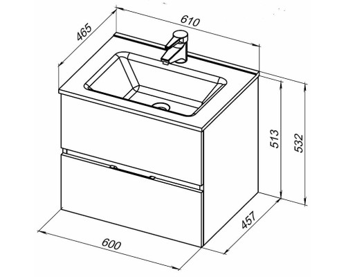 Тумба под раковину Aquanet Алвита New 60 277511 подвесная Антрацит
