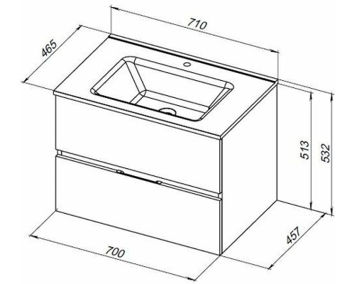 Тумба под раковину Aquanet Алвита New 70 303910 подвесная Дуб веллингтон белый