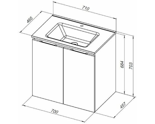 Тумба под раковину Aquanet Алвита New 70 303904 подвесная Антрацит