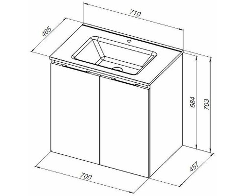 Тумба под раковину Aquanet Алвита New 70 303906 подвесная Дуб веллингтон белый