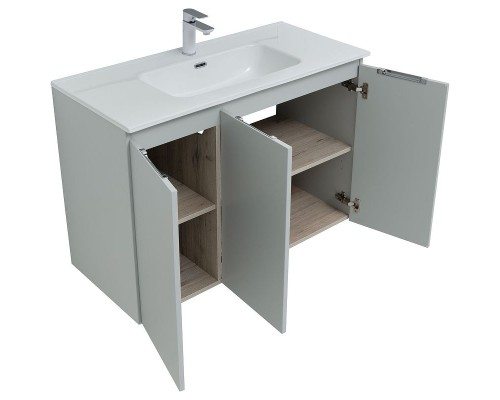 Тумба под раковину Aquanet Алвита New 100 277532 подвесная Серая матовая