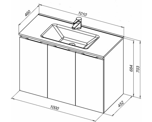 Тумба под раковину Aquanet Алвита New 100 277532 подвесная Серая матовая