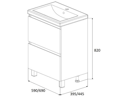 Тумба под раковину 1MarKa New Aris 70Н Ц0000019919 Белый глянец