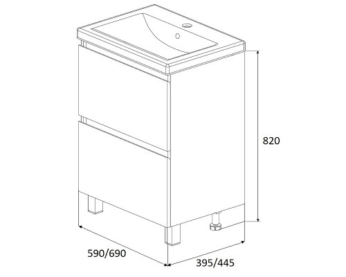 Тумба под раковину 1MarKa New Aris 70Н Ц0000019920 Дуб Сонома
