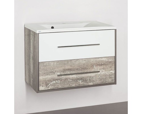 Тумба под раковину Style Line Экзотик 80 Plus подвесная Белый Светлое дерево