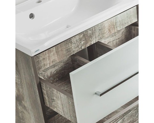 Тумба под раковину Style Line Экзотик 80 Plus подвесная Белый Светлое дерево