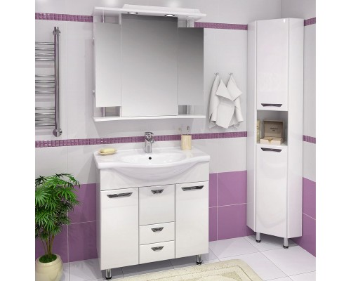 Зеркальный шкаф Runo Валенсия 75 00000000019 с подсветкой Белый