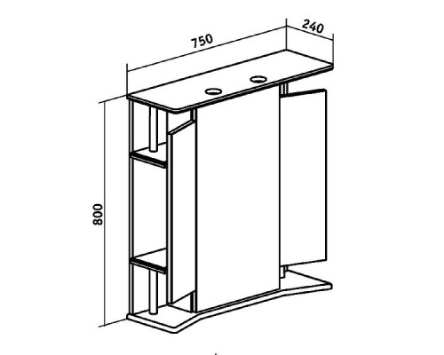 Зеркальный шкаф Runo Валенсия 75 00000000019 с подсветкой Белый